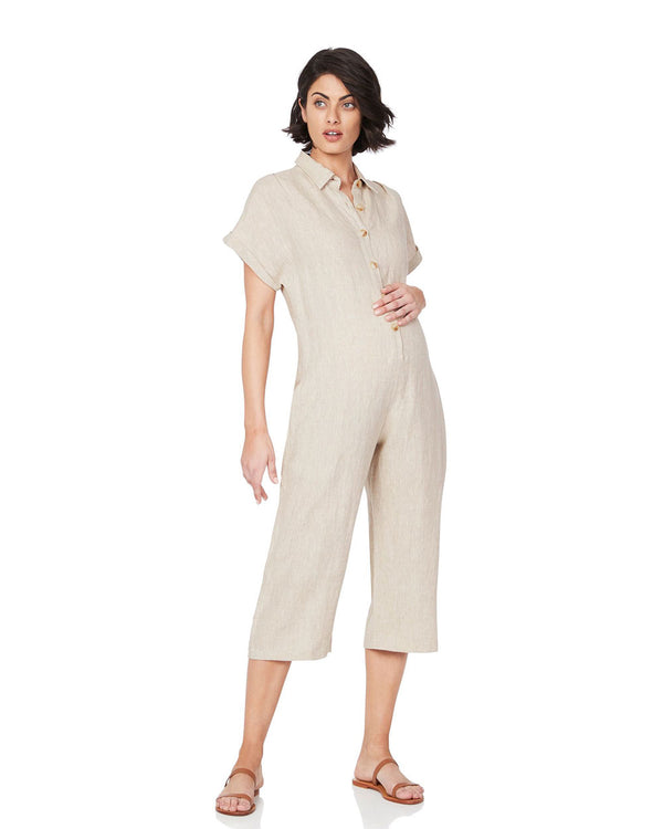 Lily Buttoned Jumpsuit - Nude