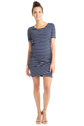 Lila Wrap Hem Dress Navy/White