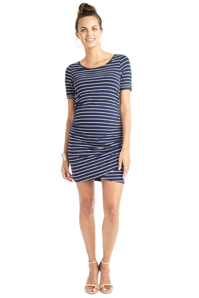 Lila Wrap Hem Dress Navy/White