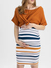 Angel Maternity Bamboo Skirt Orange Blue Stripe