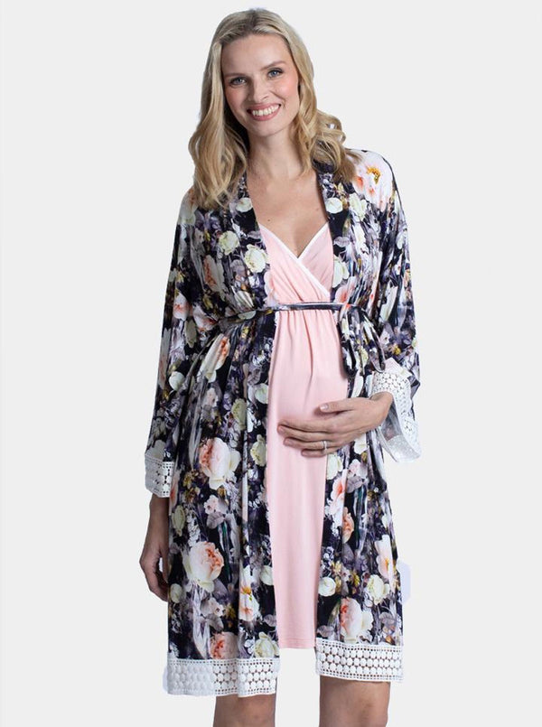Angel Maternity Hospital Set Dress and Floral Robe