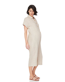 Lily Buttoned Jumpsuit - Nude