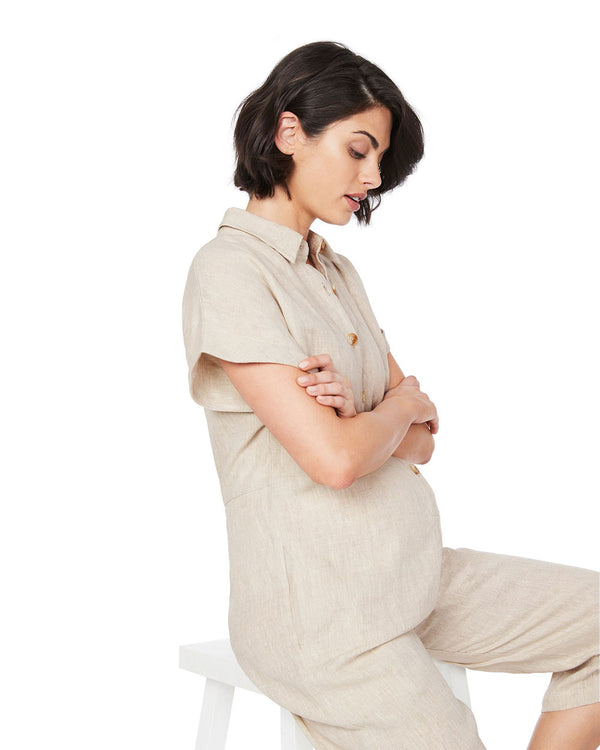 Lily Buttoned Jumpsuit - Nude